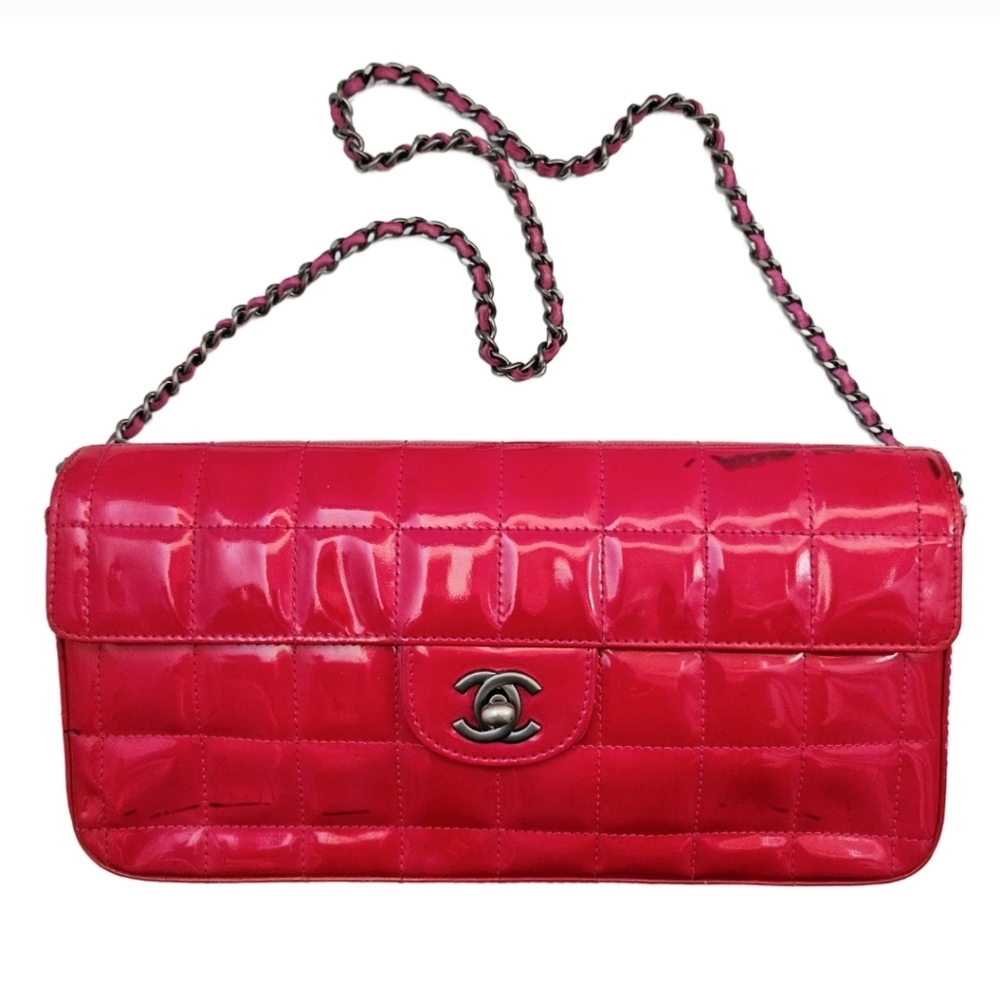 Authentic Chanel Chocolate Bar East West Flap Bag